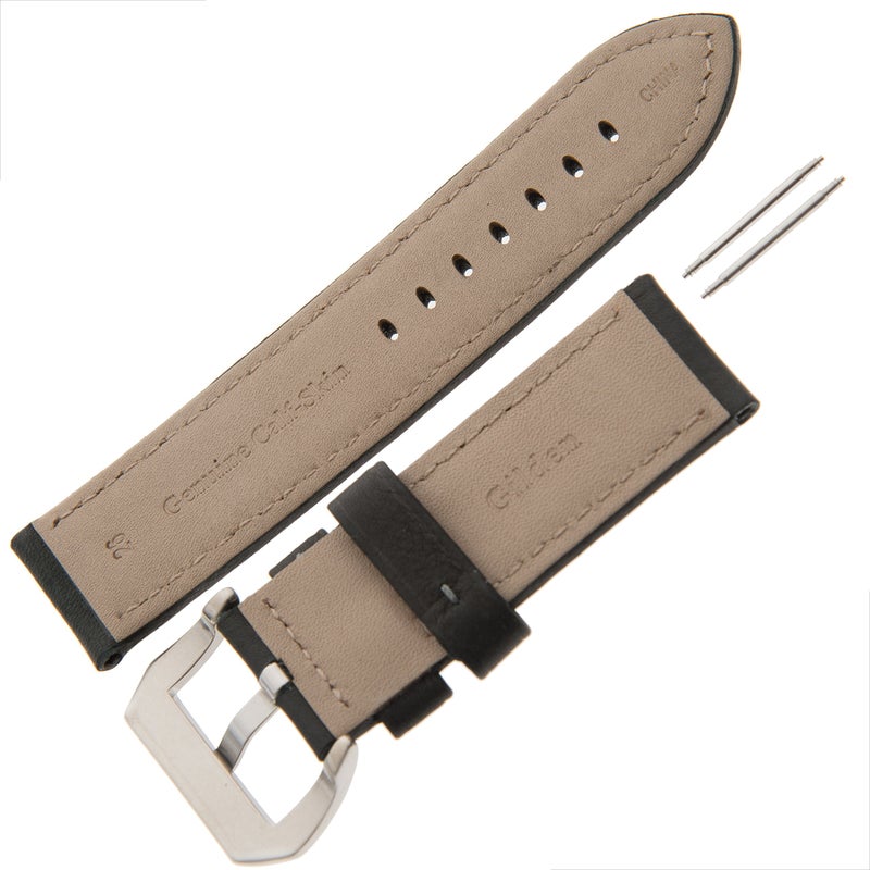 Gilden 22-26mm Gents Water-Resistant Leather Watch Strap WRBAND-0124, fits Panerai watches (24 millimeter end width, Black) - Image 3